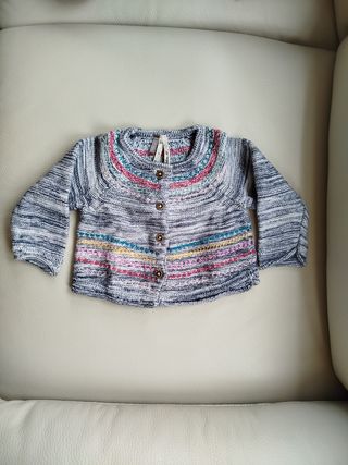 Chaqueta bebé tejida multicolor. Talla 1 mes.