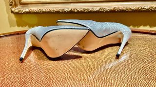 Zapatos de tacón plateados con brillo – talla 38