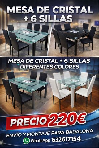 Mesa comedor de cristal