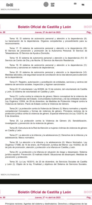Temario oposición Trabajo Social Ayuntamiento León