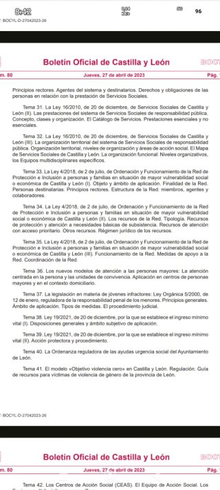 Temario oposición Trabajo Social Ayuntamiento León