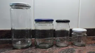 12 frascos cristal tamaños variados