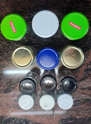 12 frascos cristal tamaños variados