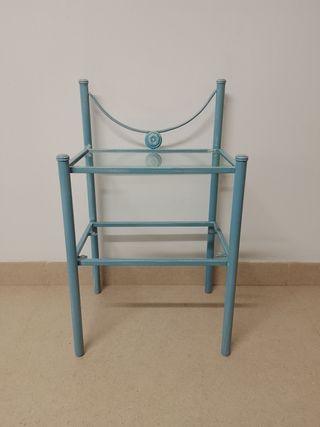 Cabecero azul forja 90cm y mesita de noche