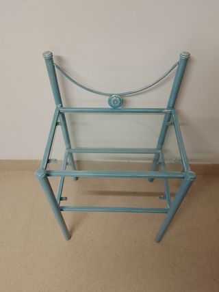 Cabecero azul forja 90cm y mesita de noche