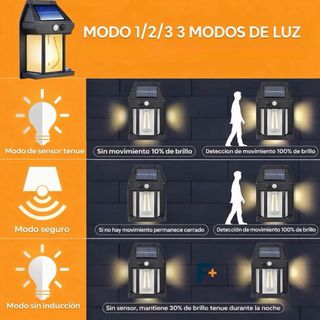 8 focos solares lámpara