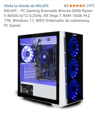 PC Gaming NitroPC Ryzen 5 4650G 16GB RAM 1TB SSD