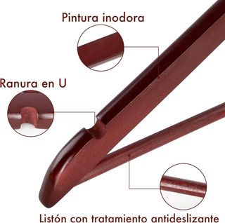 Perchas Madera Cerezo Antideslizantes Pack 20 Pro