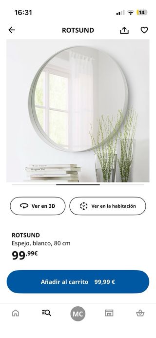Espejo Rotsund Ikea Blanco