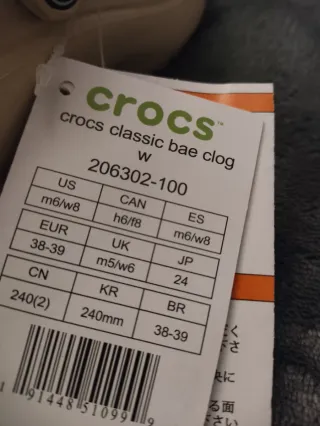 Zuecos crocs beige talla 38/39 nuevos