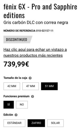 Reloj Garmin FENIX 6X SAPPHIRE 51mm