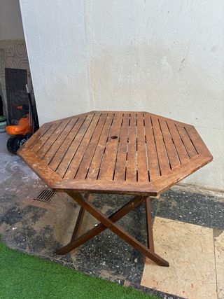 Mesa terraza teka y 4 sillas