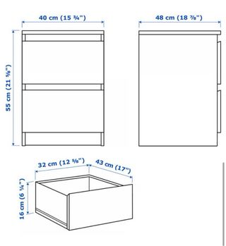 Estructura cama con 2 cajones y cómoda MALM IKEA