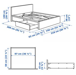 Estructura cama con 2 cajones y cómoda MALM IKEA
