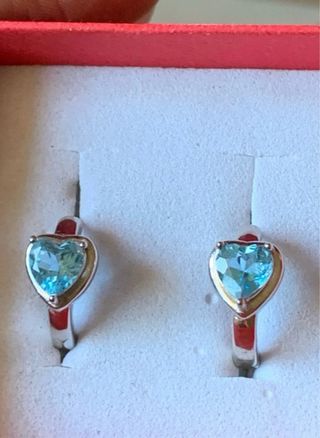 Pendientes Plata Corazón Aguamarina