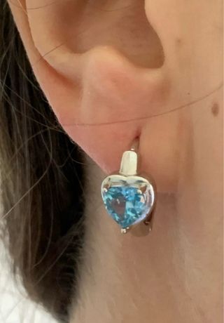 Pendientes Plata Corazón Aguamarina