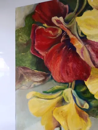 Cuadro grande al óleo,flores, moderno.