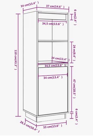 Alto de Madera Maciza Pino 37x34x110cm Marrón Miel
