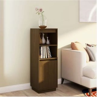 Alto de Madera Maciza Pino 37x34x110cm Marrón Miel