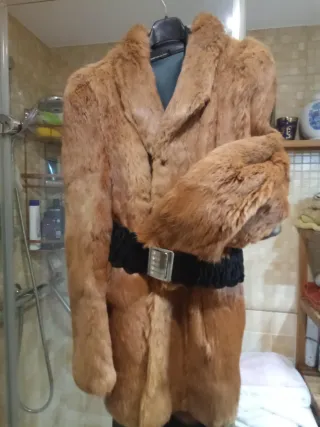 Solo hoy baja Abrigo piel pelo natural conejo NUEV