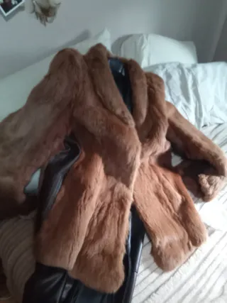 Solo hoy baja Abrigo piel pelo natural conejo NUEV