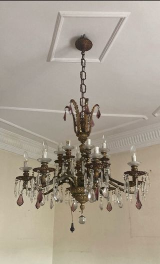 Lampara de araña neobarroca bronce solido