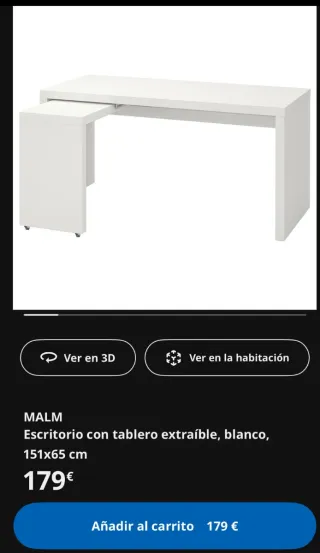 Mesa de estudio / escritorio blanco con ala latera