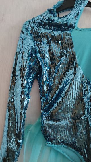 Maillot azul niña exhibición patines talla 9/10 añ