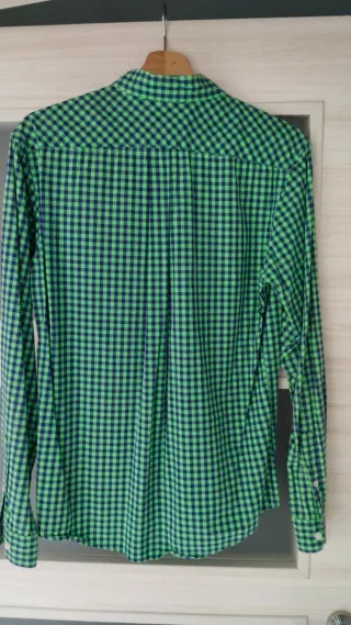 Camisa cuadros manga larga hombre