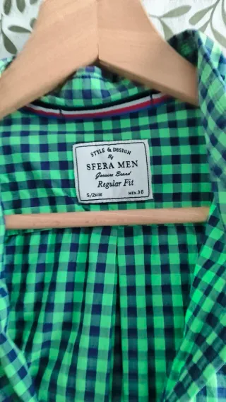 Camisa cuadros manga larga hombre