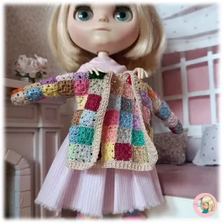 Chaqueta crochet grannys para Blythe