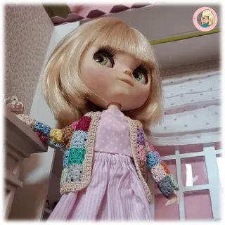 Chaqueta crochet grannys para Blythe