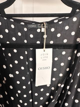 Vestido largo , negro,lunares blancos sin estrenar