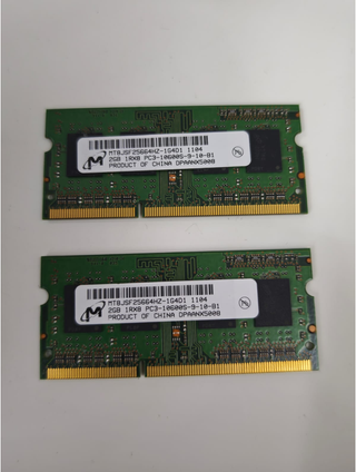 2 Modulos DDR3 2x2GB PC3 10600S