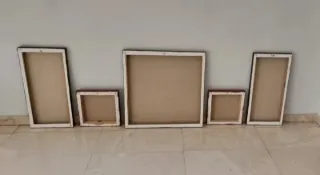 5 cuadros colección con marcó de madera