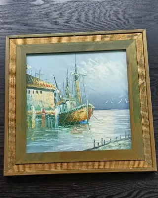 Cuadro al oleo paisaje marino