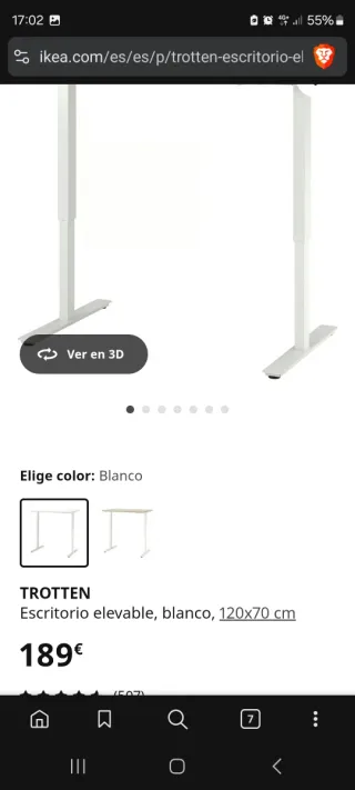 Escritorio Elevable IKEA TROTTEN 120x70cm
