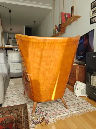 Sillón vintage de cuero años 50–60 | Mid-century