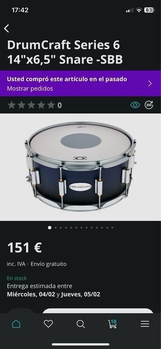 Caja 14” x 6,5” Drumcraft con funda