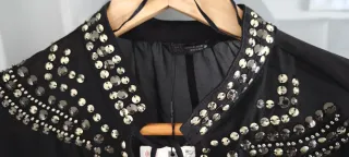 Blusa semitransparente abalorios, talla M, nueva