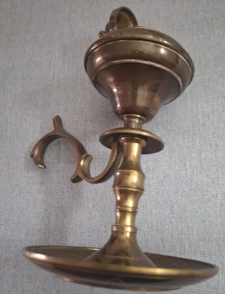 Candil de aceite vintage con mecha latón/bronce.