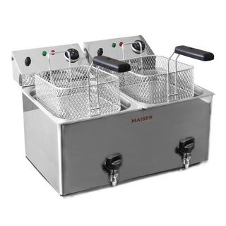 Freidora doble 8+8 litros con grifo de vaciado