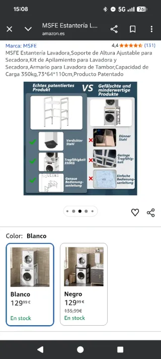 Mueble de secadora blanco completamente nuevo