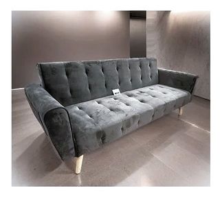 Sofa cama  en terciopelo gris en oferta