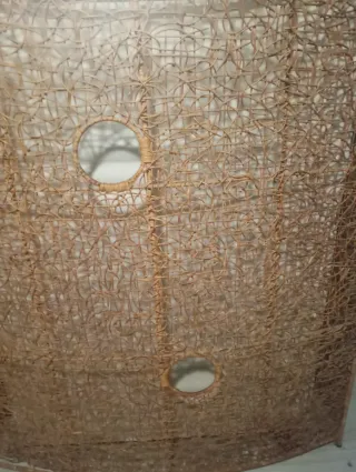 Lampara biombo minbre natural , 6 bombillas .