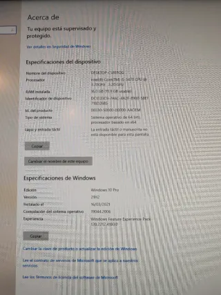 Ordenador de sobre mesa Dell