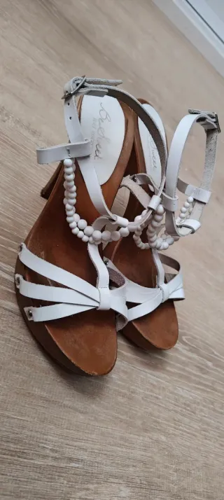 Sandalias blancas piel T39 Be Sweet · Made in Ital