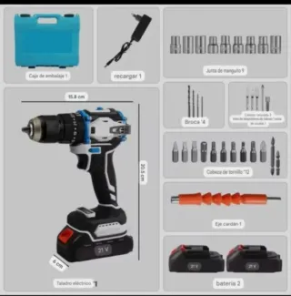 Taladro Atornillador Recargable (2 Baterías)