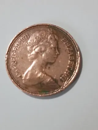 Moneda de Inglaterra,del año 1971, de 2 peniques,