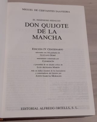 DON QUIJOTE DE LA MANCHA. ED. ALFREDO ORTELLS
